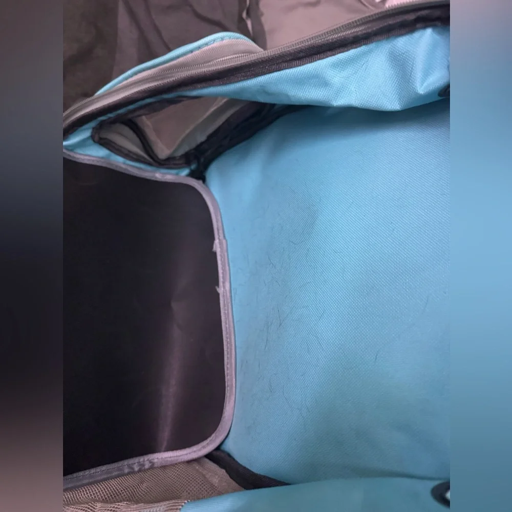 Pet backpack carrier teal/black/clear great condition